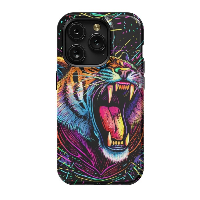 iPhone 15 Pro StrongFit Bored Screaming Psychedelic Tiger by Alberto