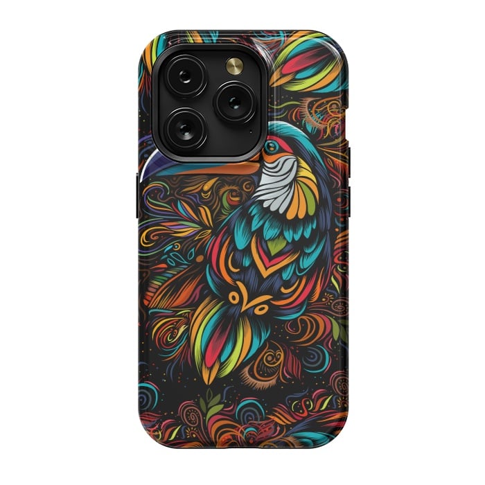 iPhone 15 Pro StrongFit Tropical tribal toucan by Alberto