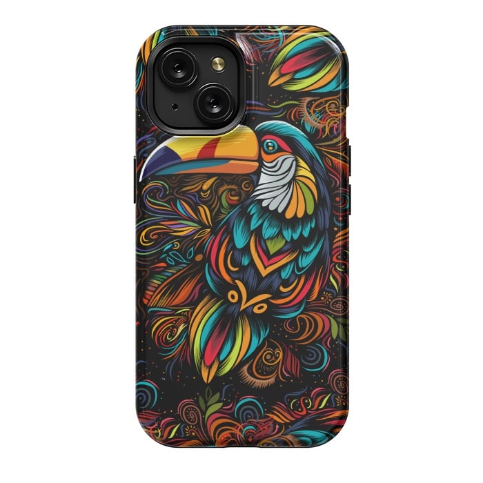 iPhone 15 StrongFit Tropical tribal toucan by Alberto