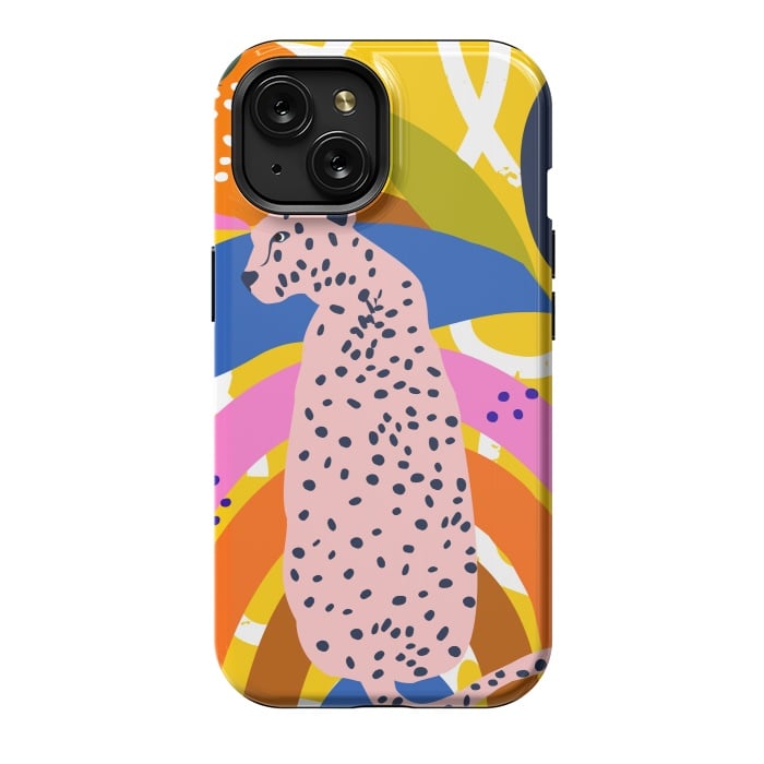 iPhone 15 StrongFit Leopard Somewhere Over The Rainbow by Uma Prabhakar Gokhale