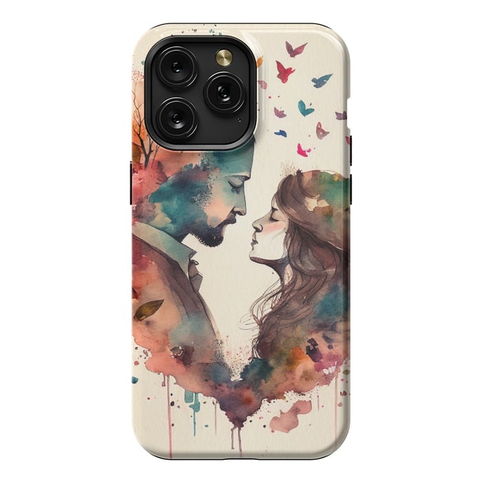 iPhone 15 Pro Max StrongFit Whimsical Love in Watercolor by Texnotropio