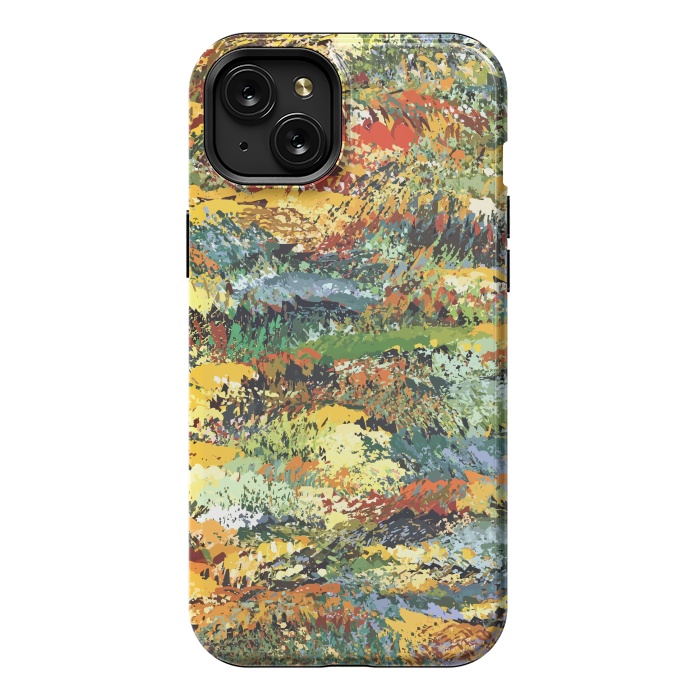 iPhone 15 Plus StrongFit Autumn Forest, Nature Jungle Painting, Botanical Plants Abstract Illustration, Contemporary Modern Boho by Uma Prabhakar Gokhale