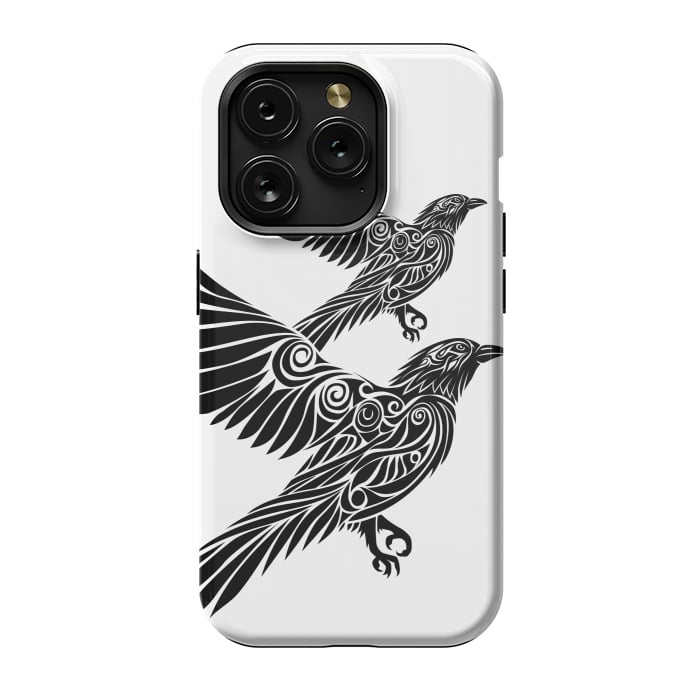 iPhone 15 Pro StrongFit Crow flying tribal by Alberto