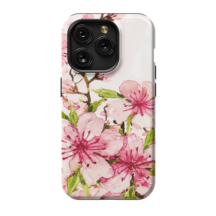 iPhone 15 Pro StrongFit Watercolor Spring Flowers by Bledi