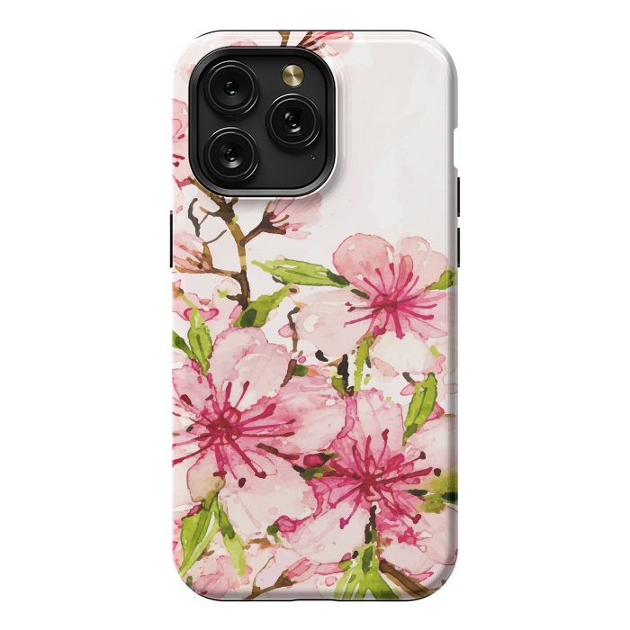 iPhone 15 Pro Max StrongFit Watercolor Spring Flowers by Bledi