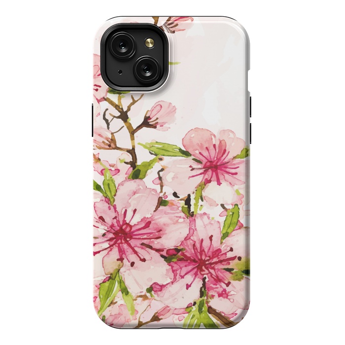 iPhone 15 Plus StrongFit Watercolor Spring Flowers by Bledi
