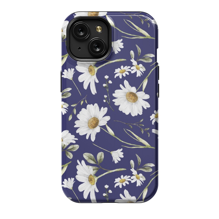 iPhone 15 StrongFit White Watercolor Flowers 2 by Bledi