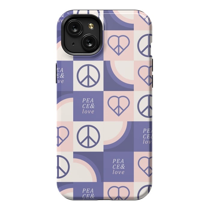 iPhone 15 Plus StrongFit Peace & Love Pattern by ArtPrInk