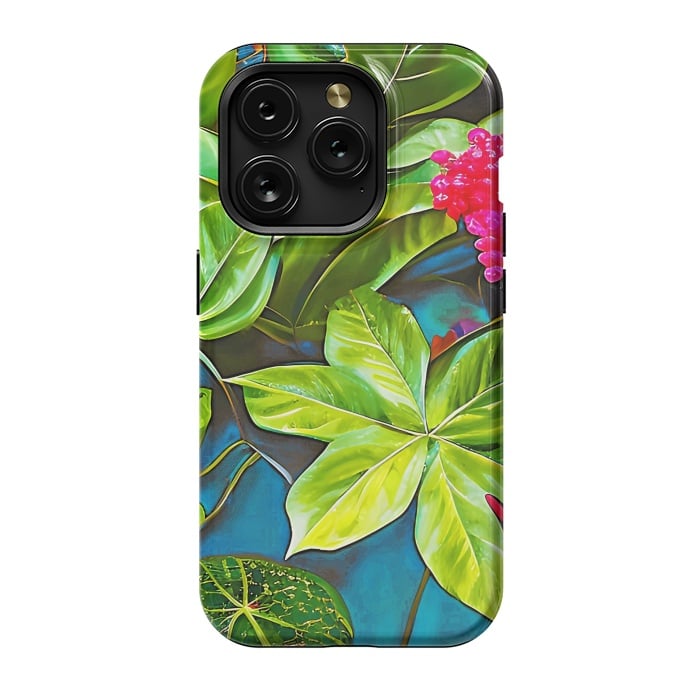 iPhone 15 Pro StrongFit Bloom Like Never Before, Botanical Nature Jungle Plants, Bohemian Floral Blossom Forest Painting by Uma Prabhakar Gokhale