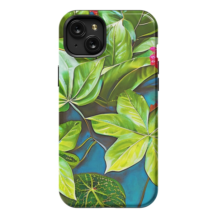 iPhone 15 Plus StrongFit Bloom Like Never Before, Botanical Nature Jungle Plants, Bohemian Floral Blossom Forest Painting by Uma Prabhakar Gokhale