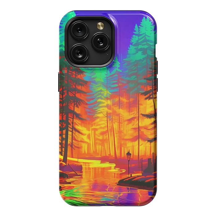 iPhone 15 Pro Max StrongFit The Neon Mirage, Forest Trees Nature, Eclectic Electric Pop Art, Colorful Bright Contemporary Modern by Uma Prabhakar Gokhale