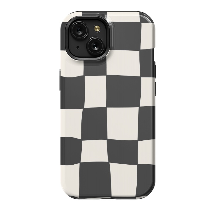 iPhone 15 StrongFit Liquid Grid Black White by ArtPrInk