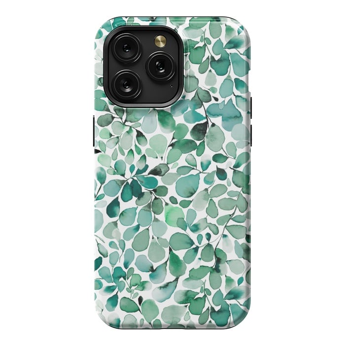 iPhone 15 Pro Max StrongFit Leaffy Botanical Green Eucalyptus by Ninola Design