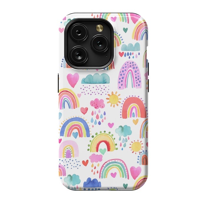 iPhone 15 Pro StrongFit Lovely Colorful Rainbows by Ninola Design