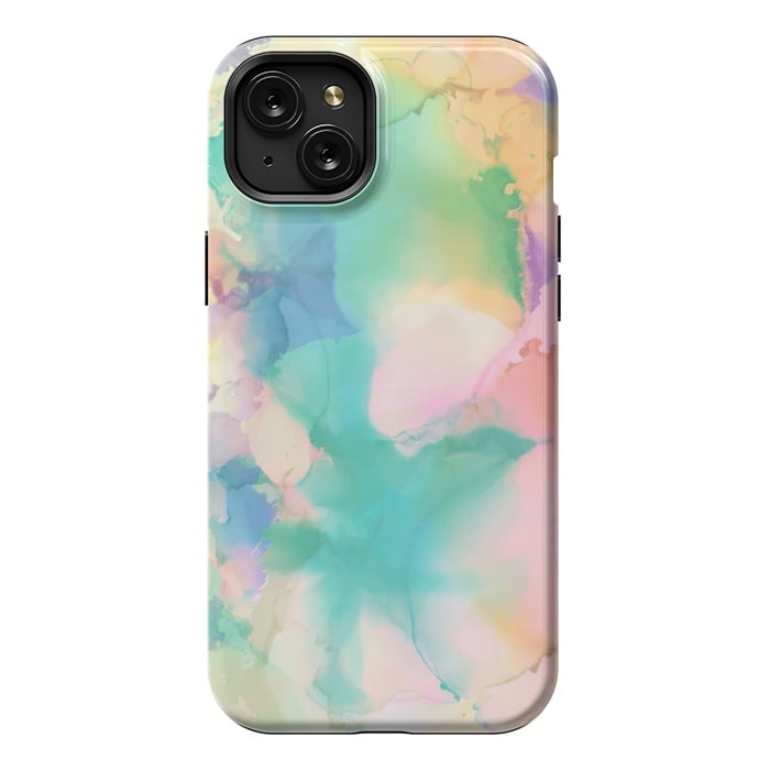 iPhone 15 Plus StrongFit Rainbow watercolor abstract painting - modern splats by Oana 