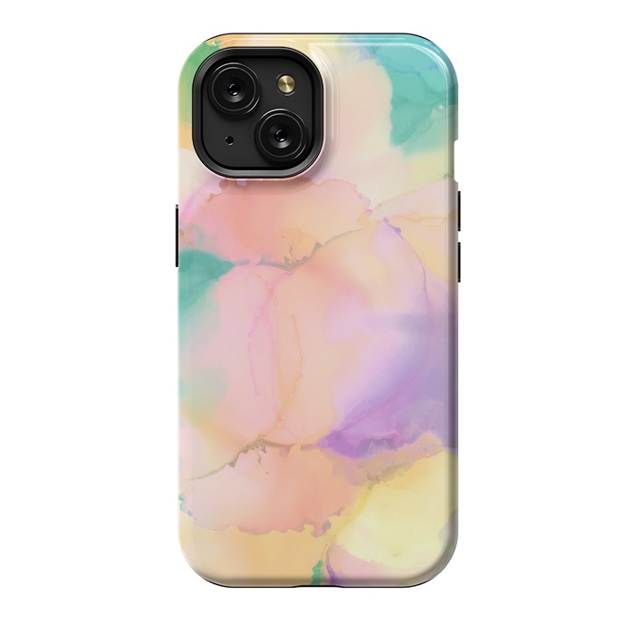 iPhone 15 StrongFit Rainbow watercolor abstract painting - modern splats by Oana 