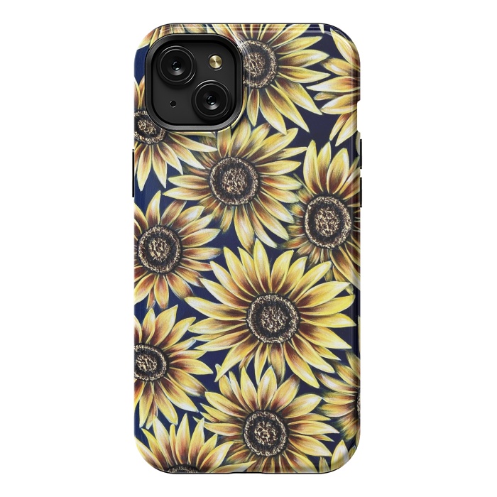 iPhone 15 Plus StrongFit Sunflowers by Denise Cassidy Wood