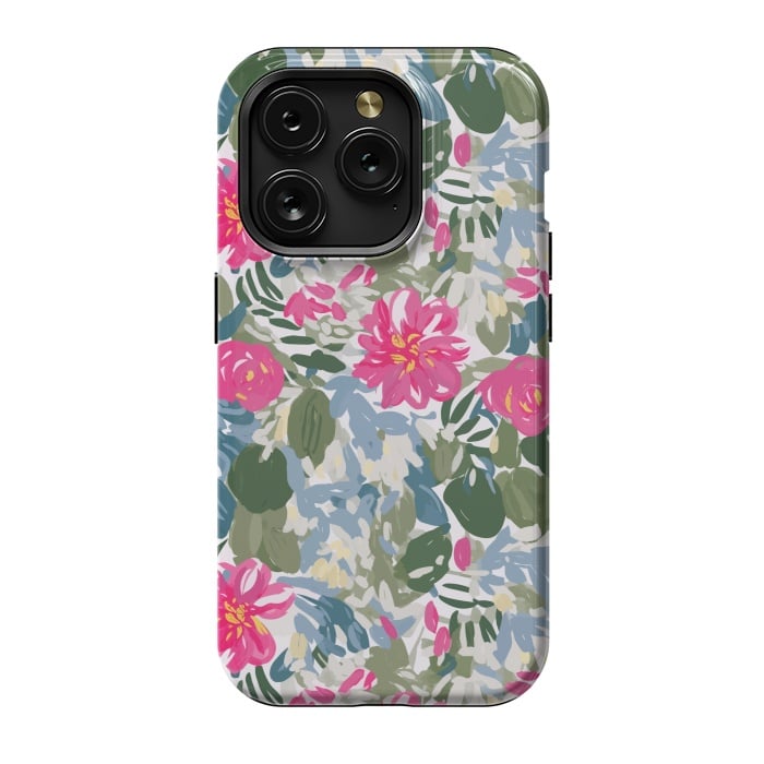 iPhone 15 Pro StrongFit Pink magenta floral  by Josie