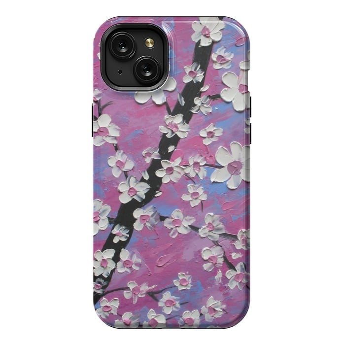 iPhone 15 Plus StrongFit Cherry blossoms oil art original by ArtKingdom7
