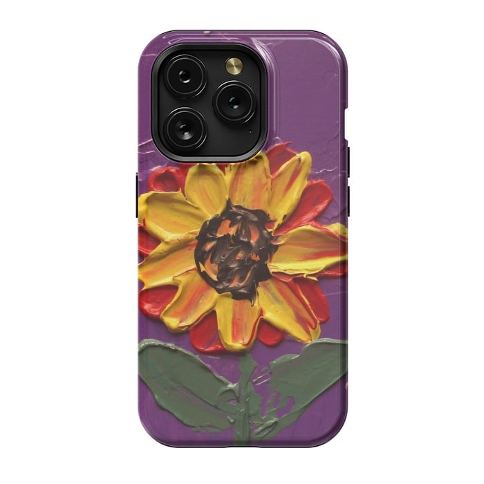 iPhone 15 Pro StrongFit Sunflower acrylic painting by ArtKingdom7