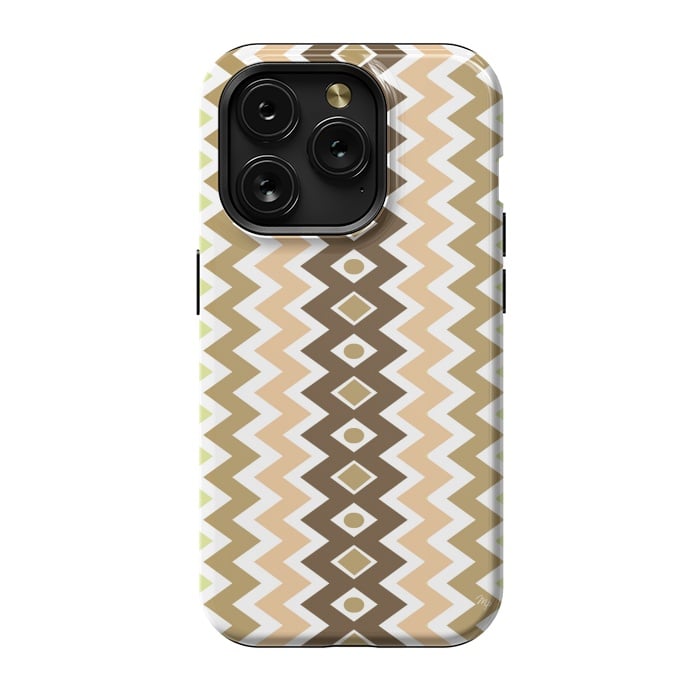 iPhone 15 Pro StrongFit Beige Chevron Love by Martina