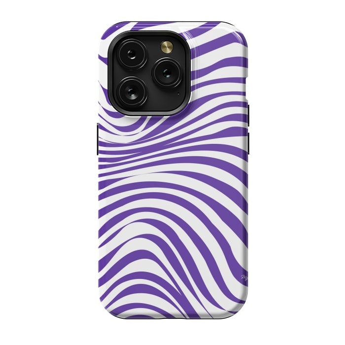 iPhone 15 Pro StrongFit Modern retro purple waves by Martina