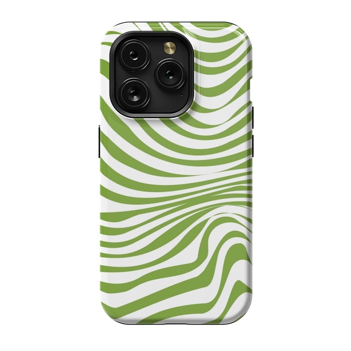 iPhone 15 Pro StrongFit Modern retro cool green waves by Martina