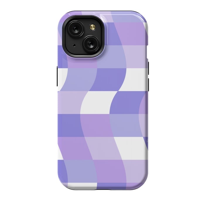 iPhone 15 StrongFit Modern retro purple cube waves by Martina