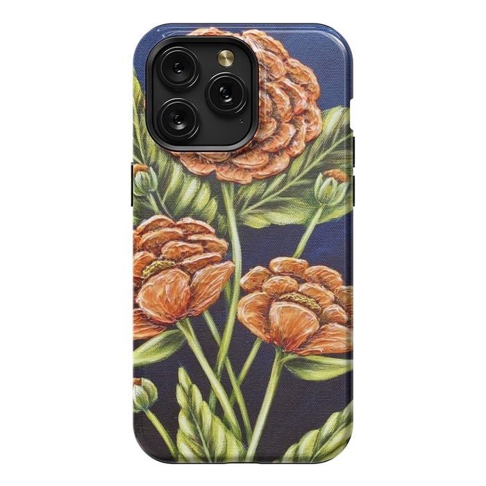iPhone 15 Pro Max StrongFit Orange Peonies by Denise Cassidy Wood