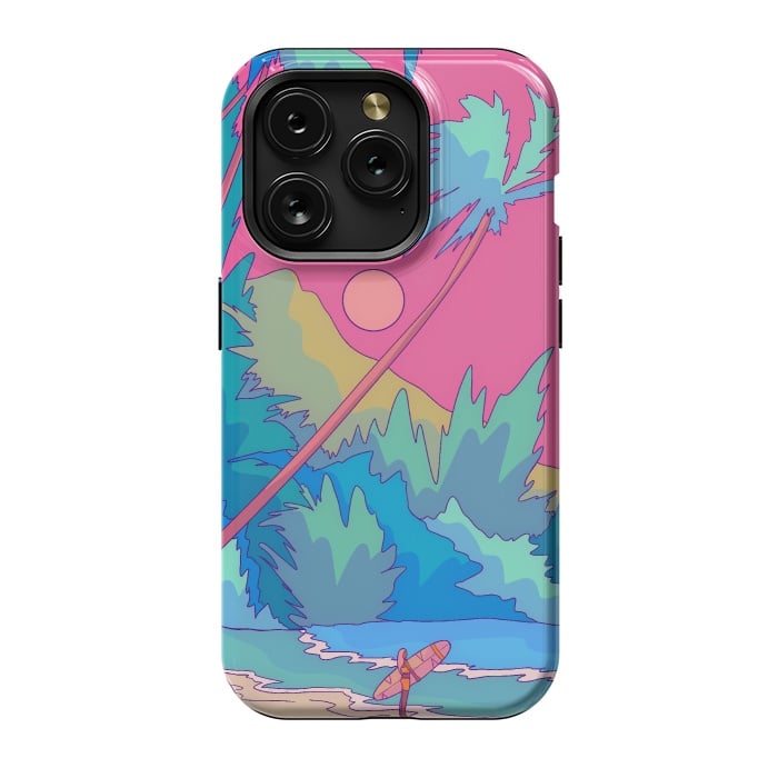 iPhone 15 Pro StrongFit Pink sky beach by Steve Wade (Swade)