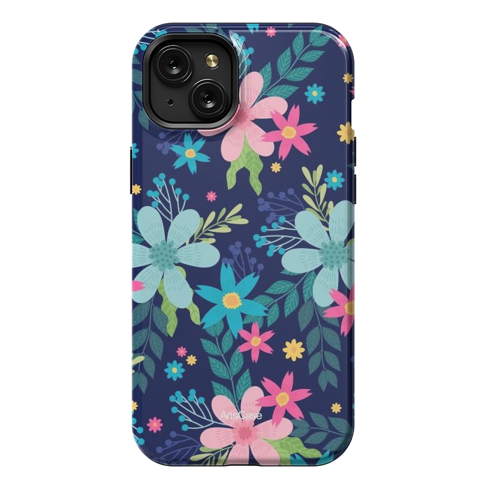 iPhone 15 Plus StrongFit Rain of Colors and Flowers by ArtsCase