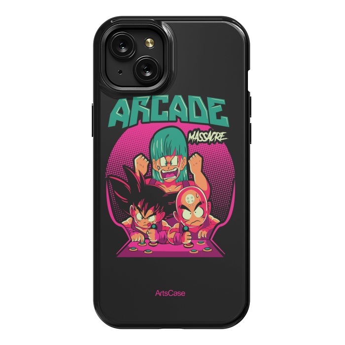 iPhone 15 Plus StrongFit Ultimate Gaming Armor: Arcade-Themed. by ArtsCase