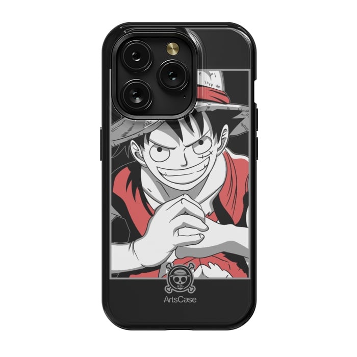 iPhone 15 Pro StrongFit Gear Up for Adventure: Unleash Your Inner Pirate with Captivating Luffy by ArtsCase