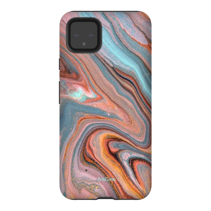 Pixel 4XL StrongFit Blue and Gold liquid by ArtsCase