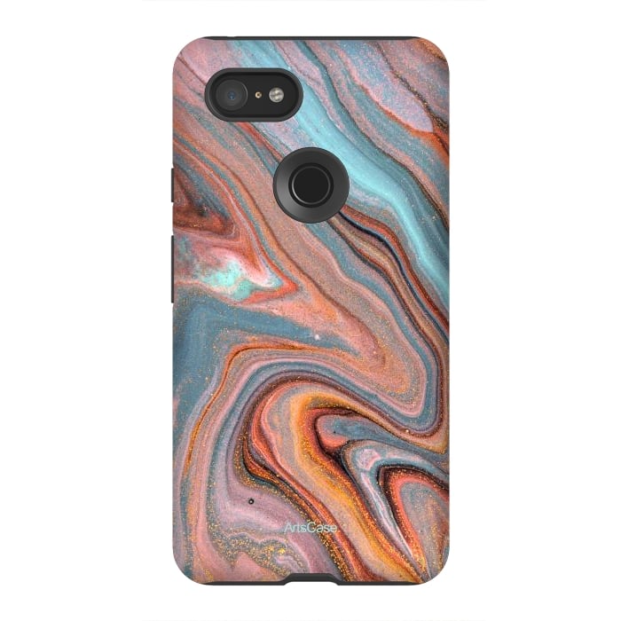 Pixel 3XL StrongFit Blue and Gold liquid by ArtsCase