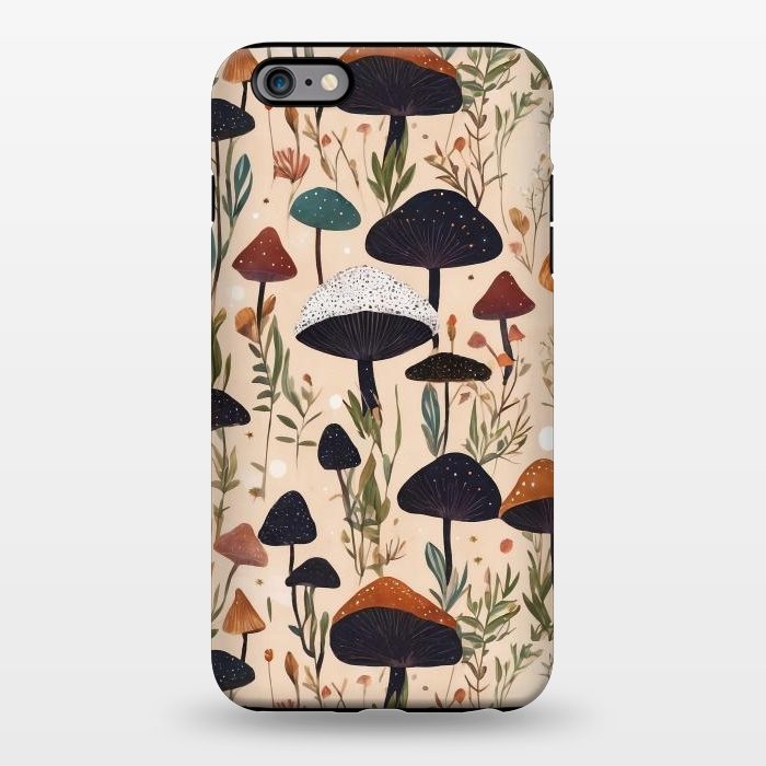 iPhone 6/6s plus StrongFit Mushrooms pattern - mushrooms and leaves cottagecore illustration by Oana 