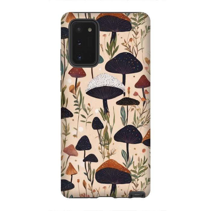 Galaxy Note 20 StrongFit Mushrooms pattern - mushrooms and leaves cottagecore illustration by Oana 