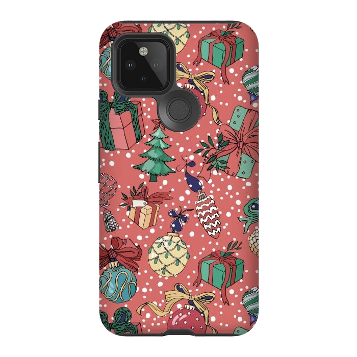 Pixel 5 StrongFit Snow Falls And Presents At Christmas by ArtsCase