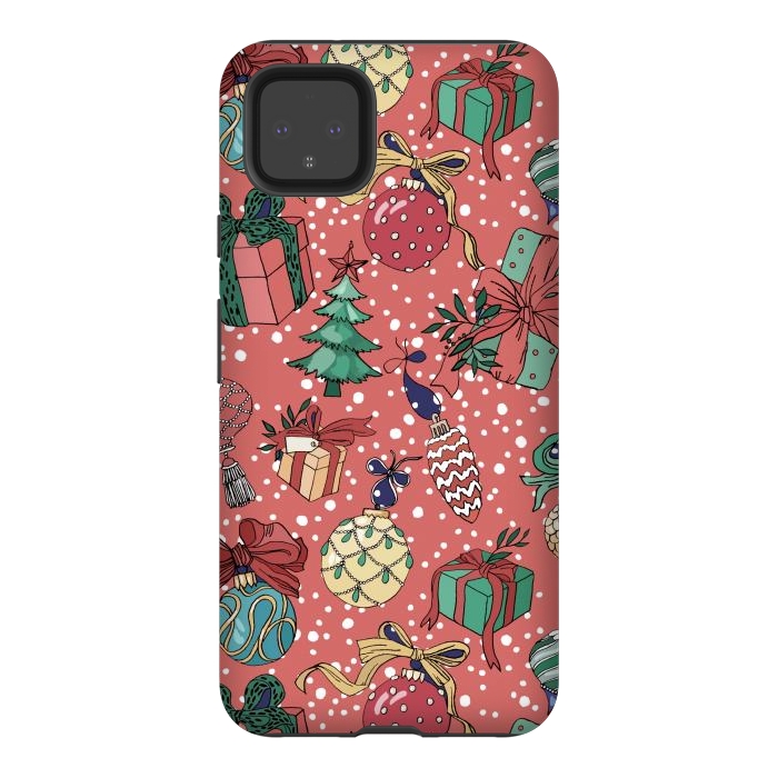 Pixel 4XL StrongFit Snow Falls And Presents At Christmas by ArtsCase