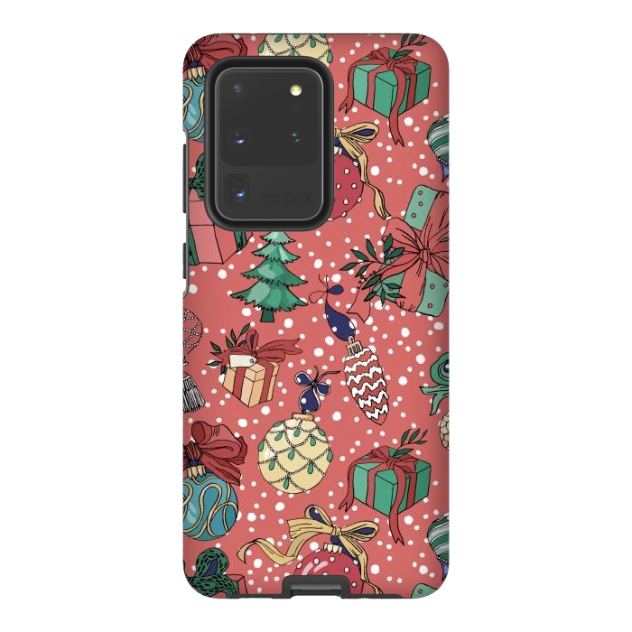 Galaxy S20 Ultra StrongFit Snow Falls And Presents At Christmas by ArtsCase