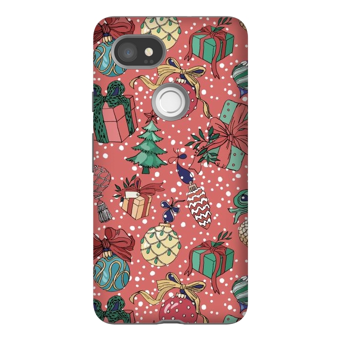 Pixel 2XL StrongFit Snow Falls And Presents At Christmas by ArtsCase