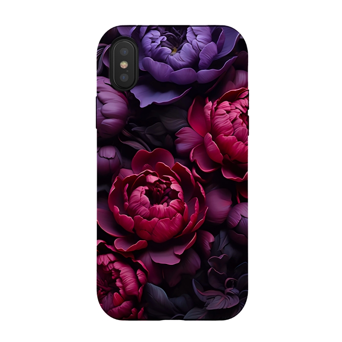 iPhone Xs / X StrongFit Moody peonies by haroulita