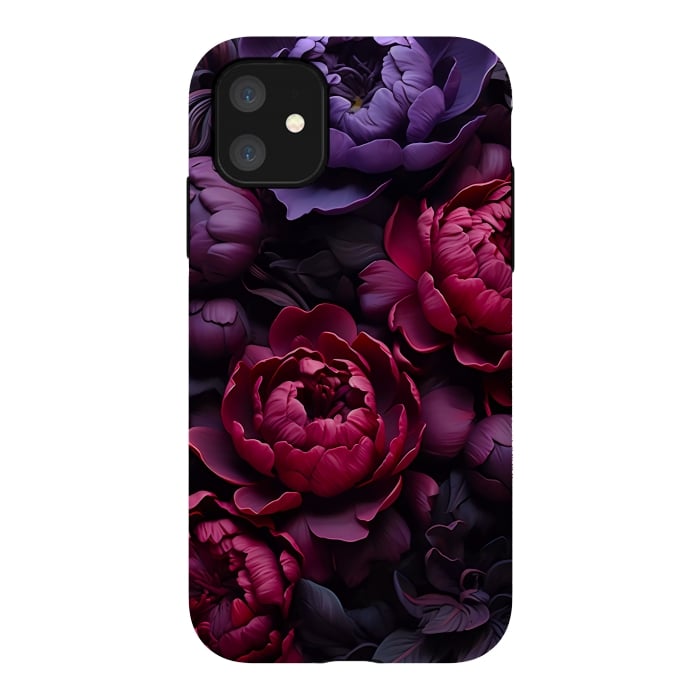 iPhone 11 StrongFit Moody peonies by haroulita