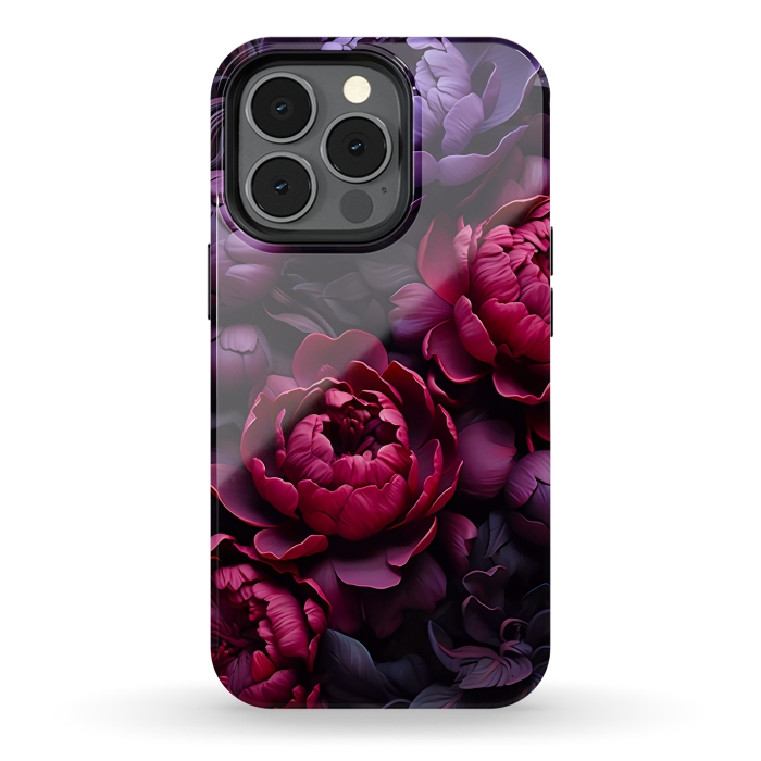 iPhone 13 pro StrongFit Moody peonies by haroulita