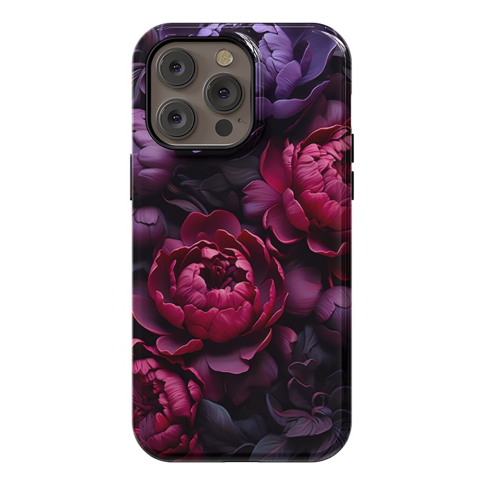 iPhone 14 Pro max StrongFit Moody peonies by haroulita
