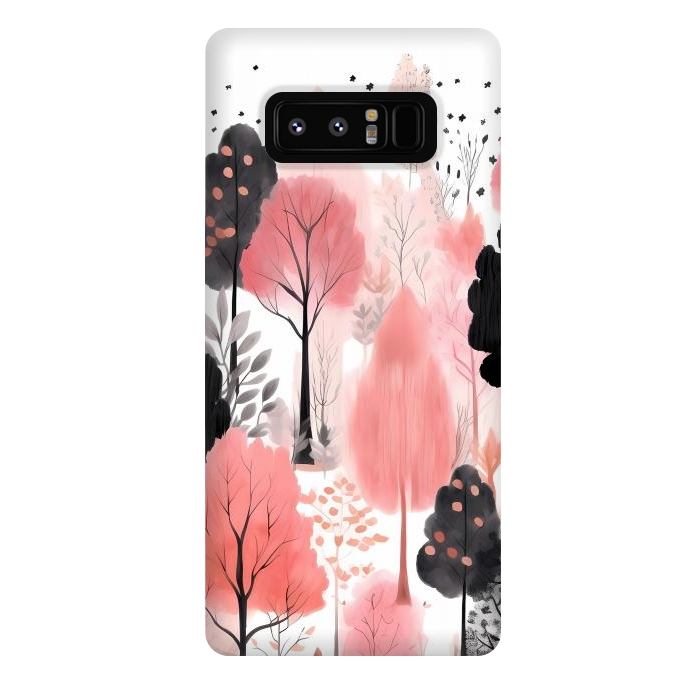 Galaxy Note 8 StrongFit Watercolor pink trees by haroulita