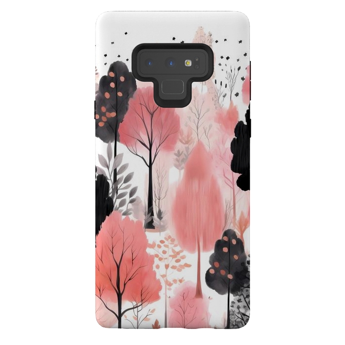 Galaxy Note 9 StrongFit Watercolor pink trees by haroulita