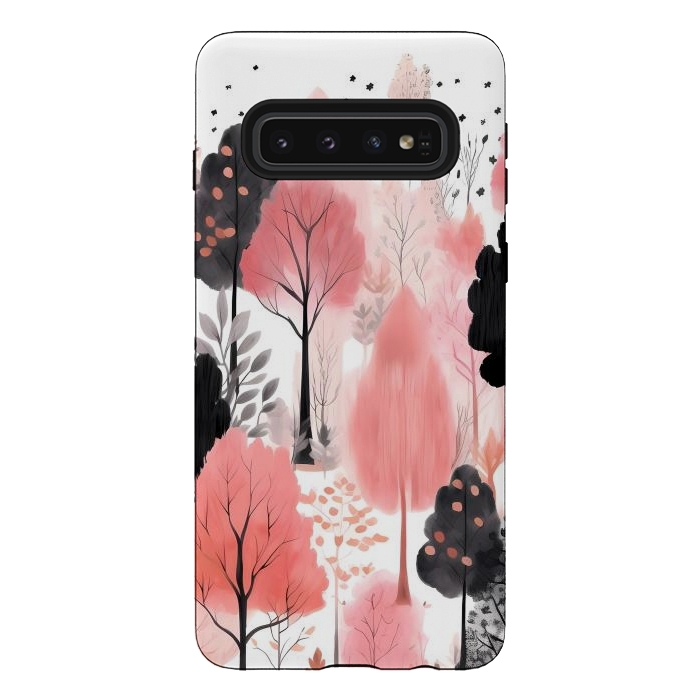 Galaxy S10 StrongFit Watercolor pink trees by haroulita