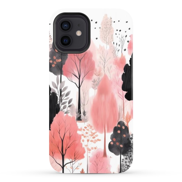 iPhone 12 StrongFit Watercolor pink trees by haroulita