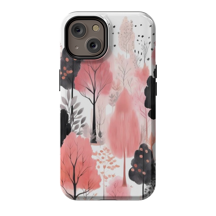 iPhone 14 StrongFit Watercolor pink trees by haroulita